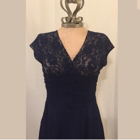 NWT Coldwater Creek (6P) Dark Blue Lacy Dress $109 - Picture 2 of 4